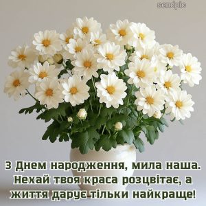 З Днем народження, мила наша. Нехай твоя краса розцвітає, а життя дарує тільки найкраще!